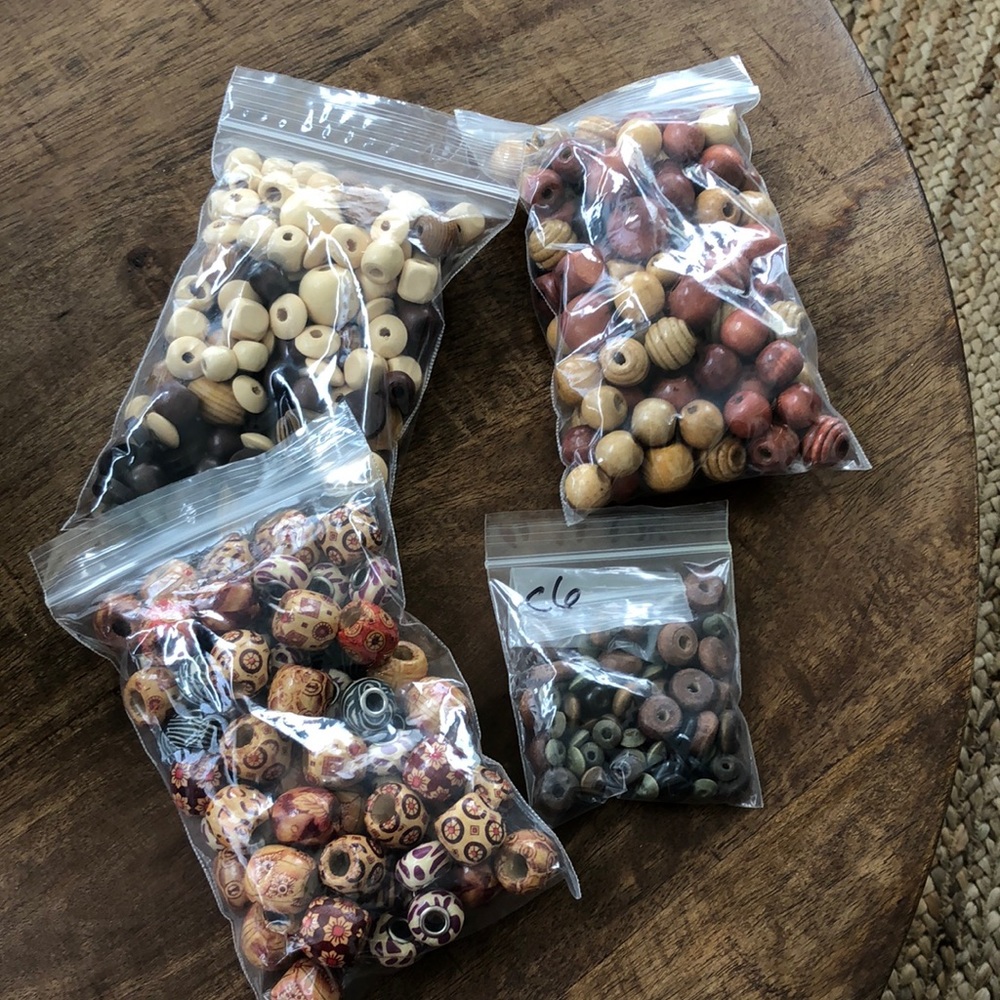 Various wood beads for jewelry design